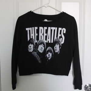 Beatles Black Cropped Crewneck